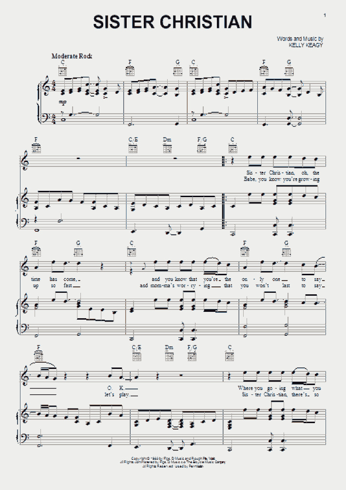 Sister Christian Piano Sheet Music OnlinePianist