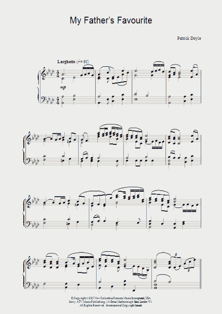 My Father's Favourite Piano Sheet Music OnlinePianist