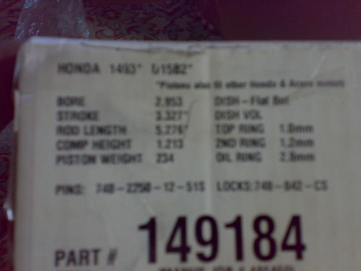 F.S honda D15 D16 turbo pistons and rods Cars PakWheels Forums