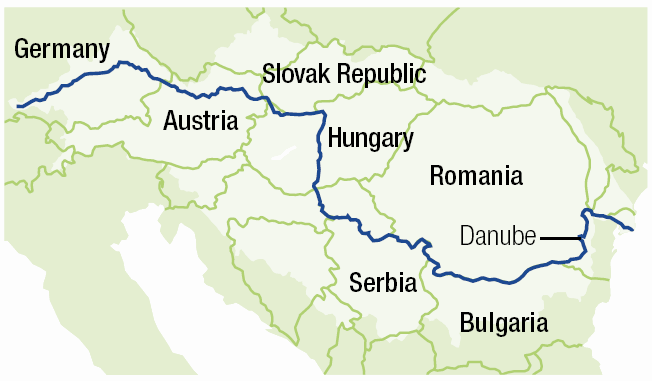 Danube River On World Map Danube River WWF