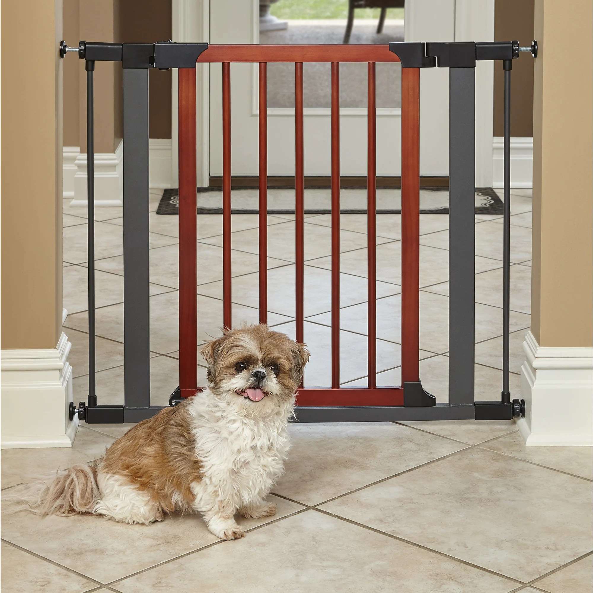 Midwest WalkThru Steel Pet Gate with Textured Graphite Frame
