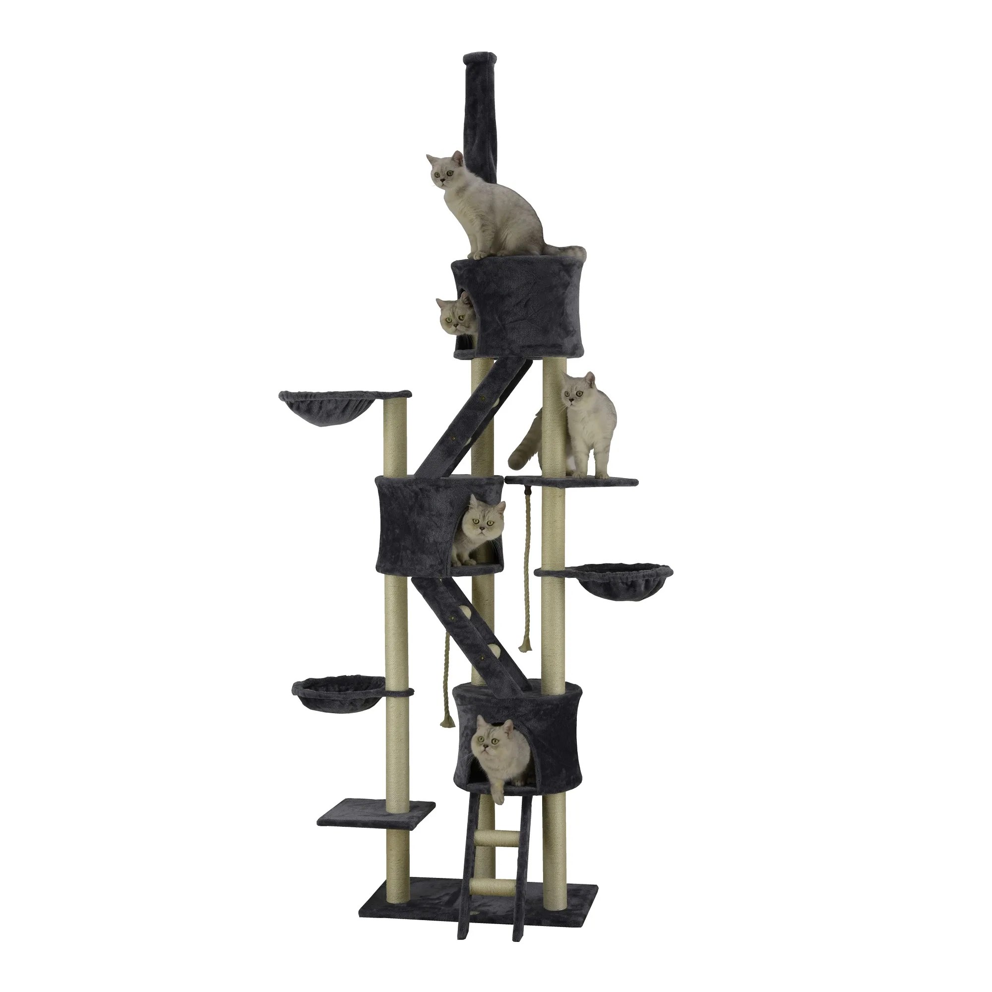Go Pet Club 106" Cat Tree with Adjustable Top Pole, Grey Petco