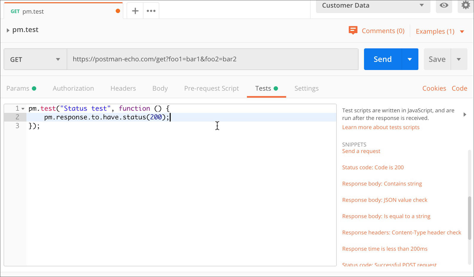 Test scripts Postman Learning Center