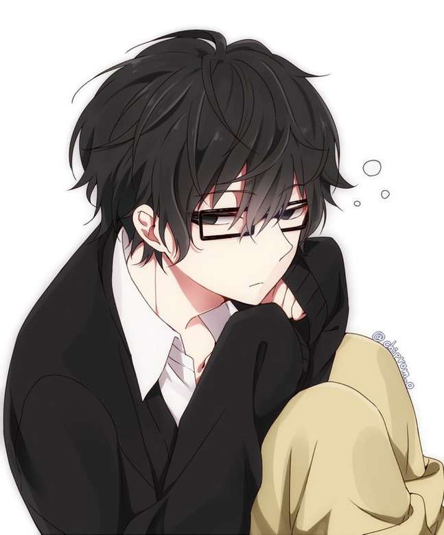 anime boy with glasses cute online puzzle