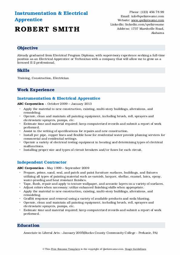 Electrical Apprentice Resume Samples QwikResume