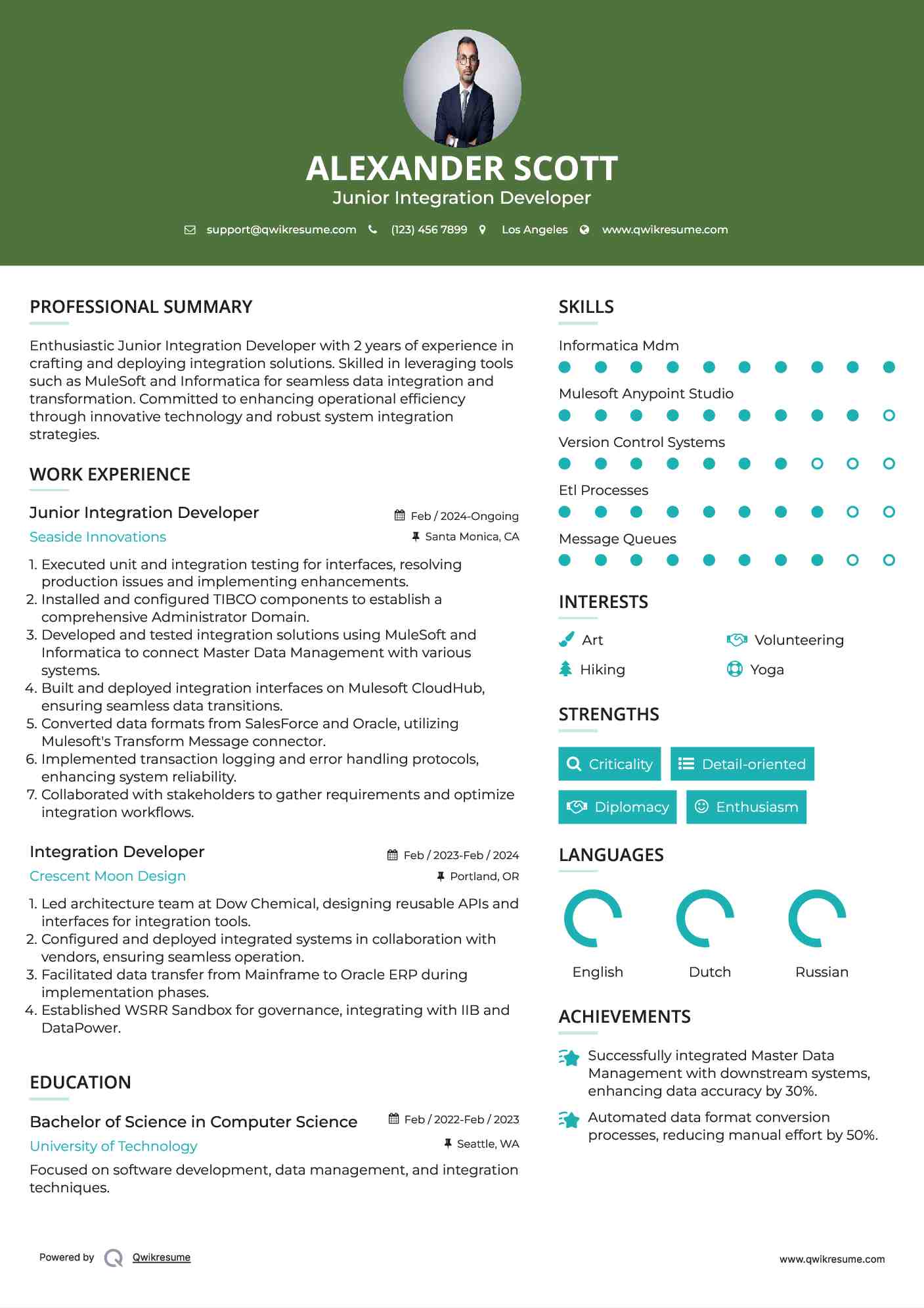 Integration Developer Resume Samples QwikResume