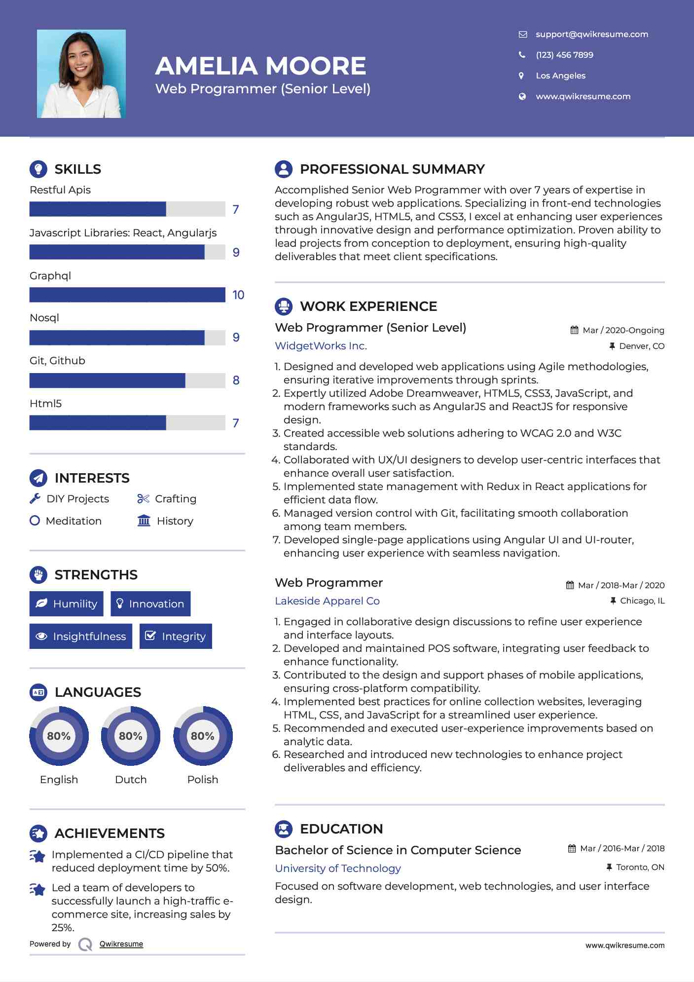 Web Programmer Resume Samples QwikResume