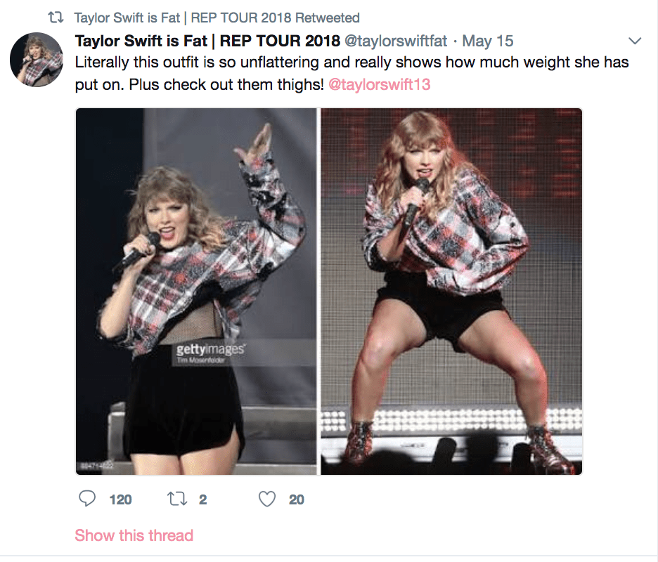 A Fan Called Taylor Swift Fat And It Makes Me Want To Eat A Handful Of