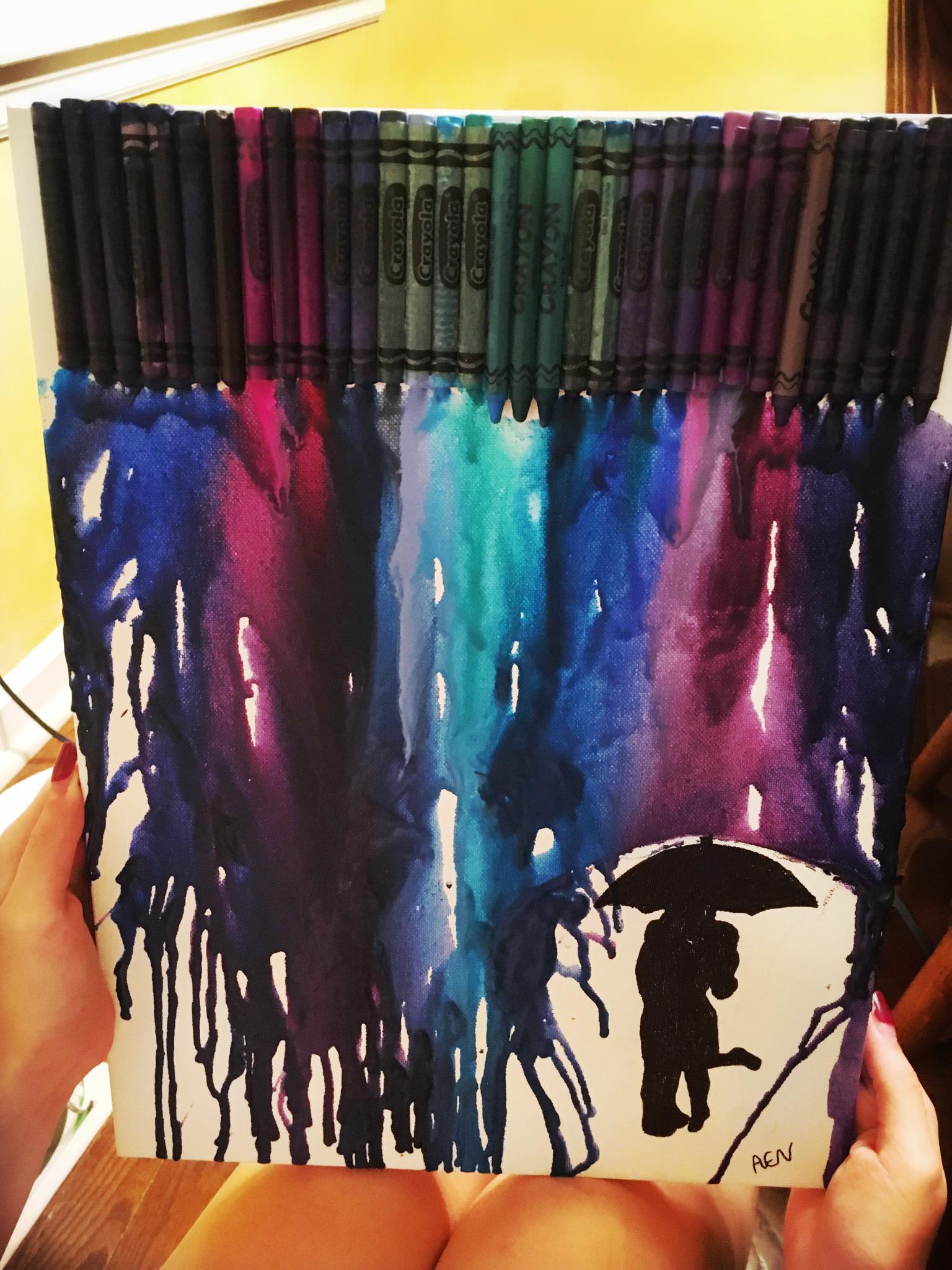 Umbrella Silhouette Crayon Art