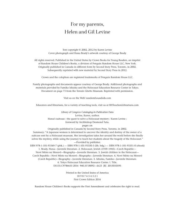 Hana's Suitcase by Karen Levine 9781101933497 Brightly Shop