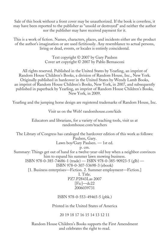 Lawn Boy by Gary Paulsen 9780553494655 Brightly Shop