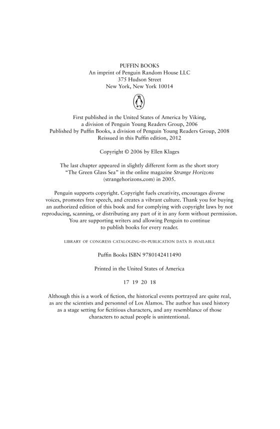 The Green Glass Sea by Ellen Klages 9780142411490 Brightly Shop