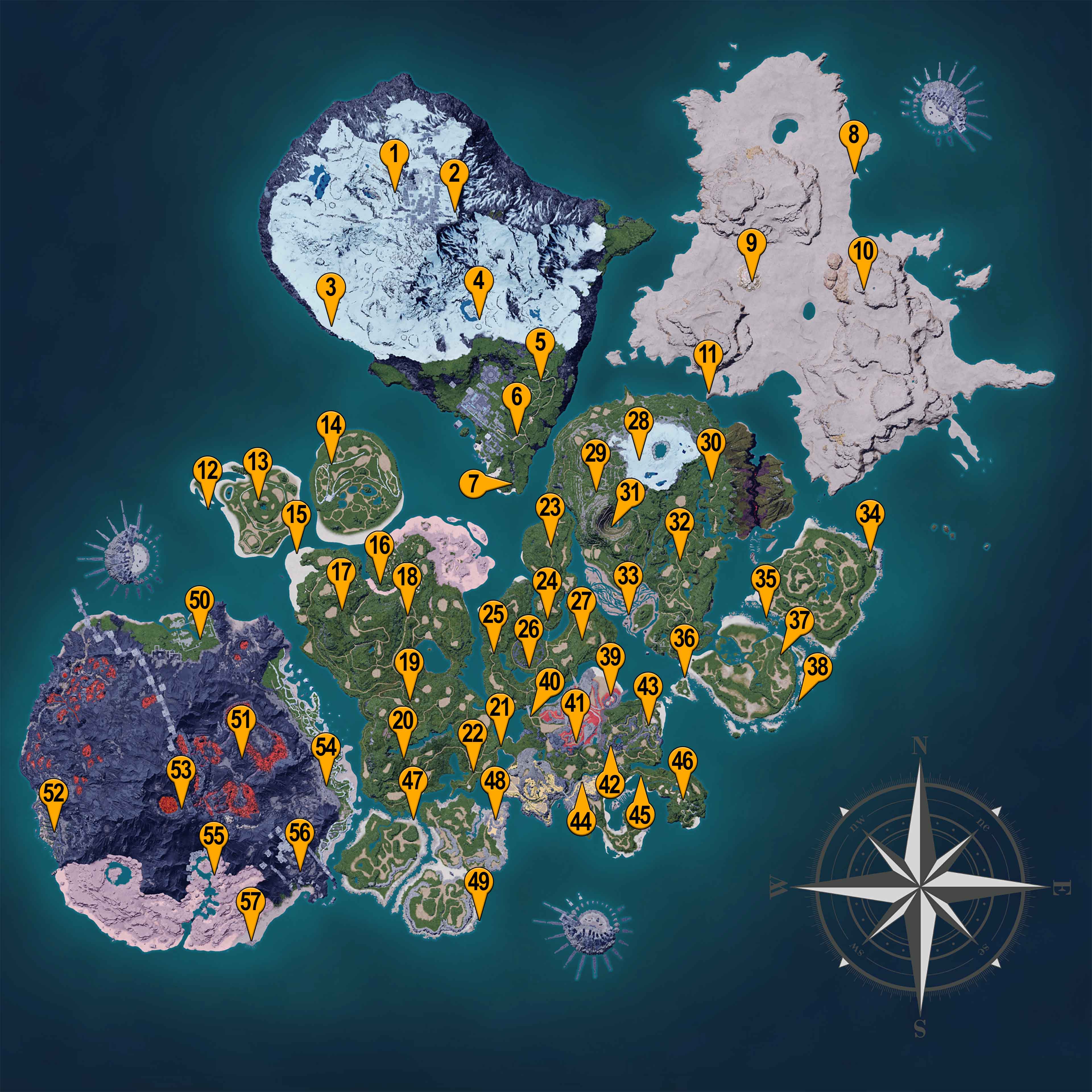 Palworld Teleporter Map alle großen Adlerstatuen und ihre Fundorte