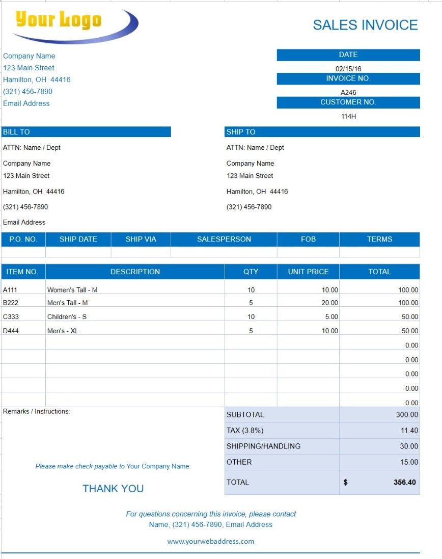 Free Invoice Template Excel Download and Print Invoice
