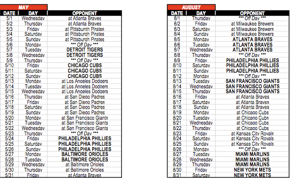 Washington Nationals Announce 2013 Schedule. - Federal Baseball