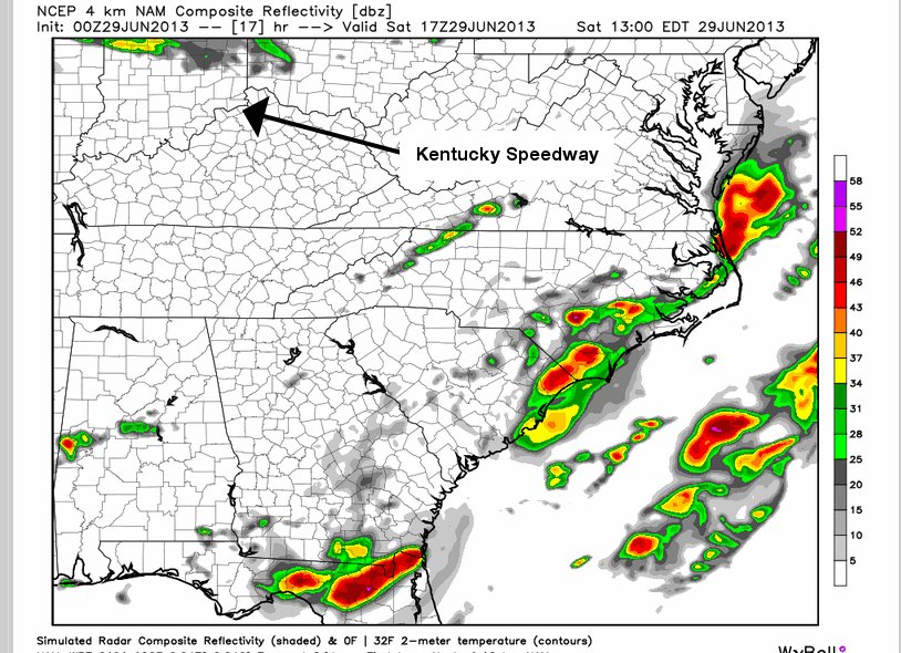 2013 NASCAR at Kentucky Speedway race day weather forecast