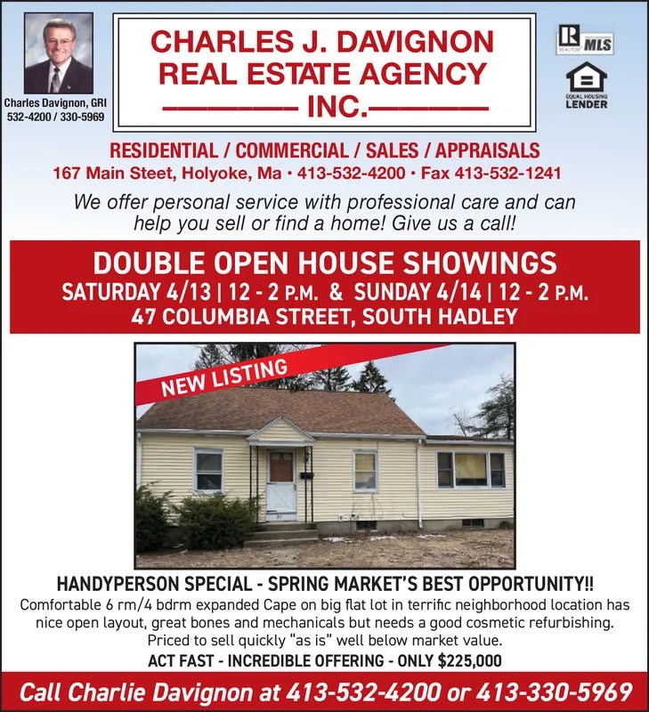 THURSDAY, APRIL 11, 2024 Ad Charles J Davignon Real Estate Agency Inc