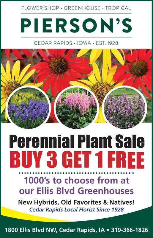 THURSDAY, JUNE 6, 2024 Ad Pierson's Flower Shop & Greenhouses Cedar Rapids Gazette