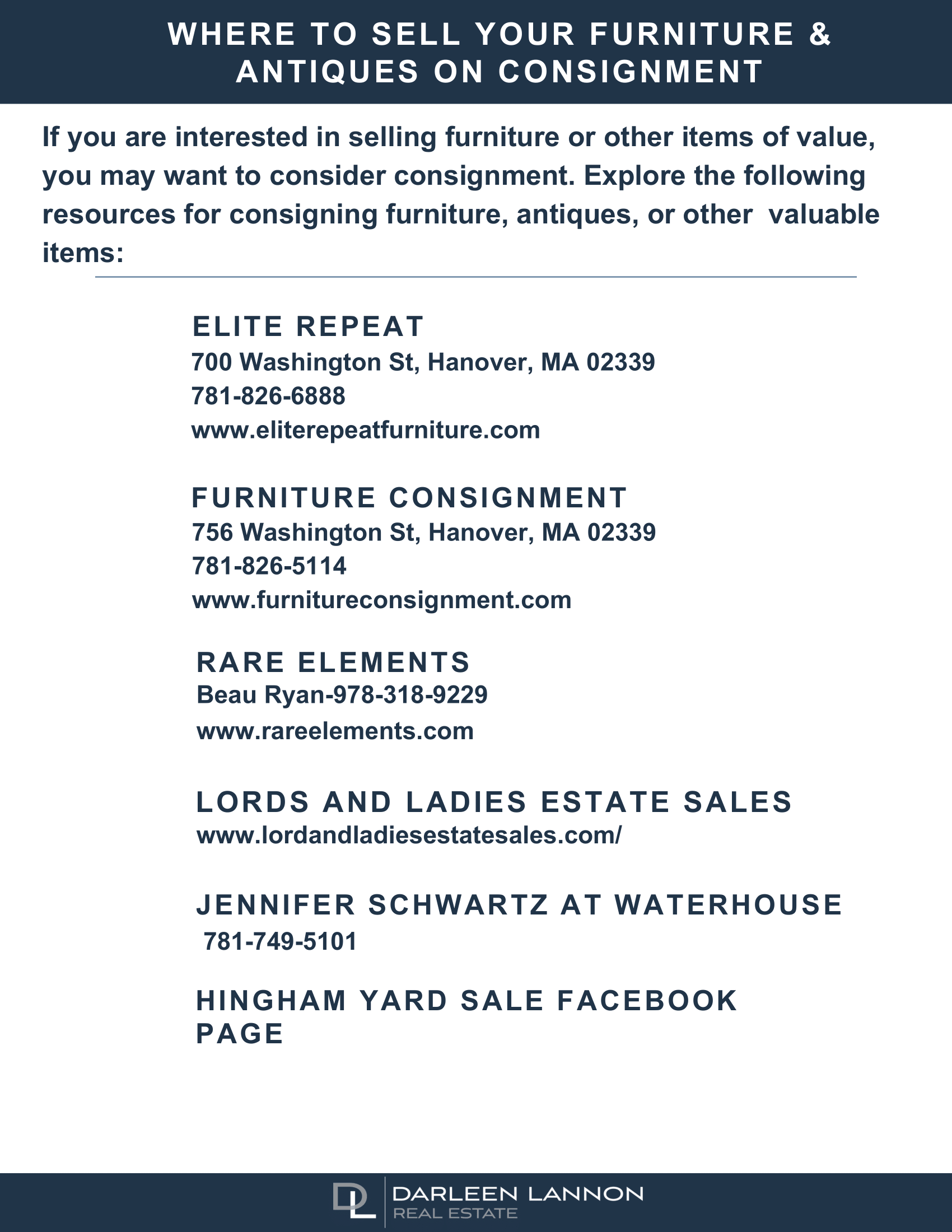 Hingham's Finest Consignment Destinations Darleen Lannon Real Estate's