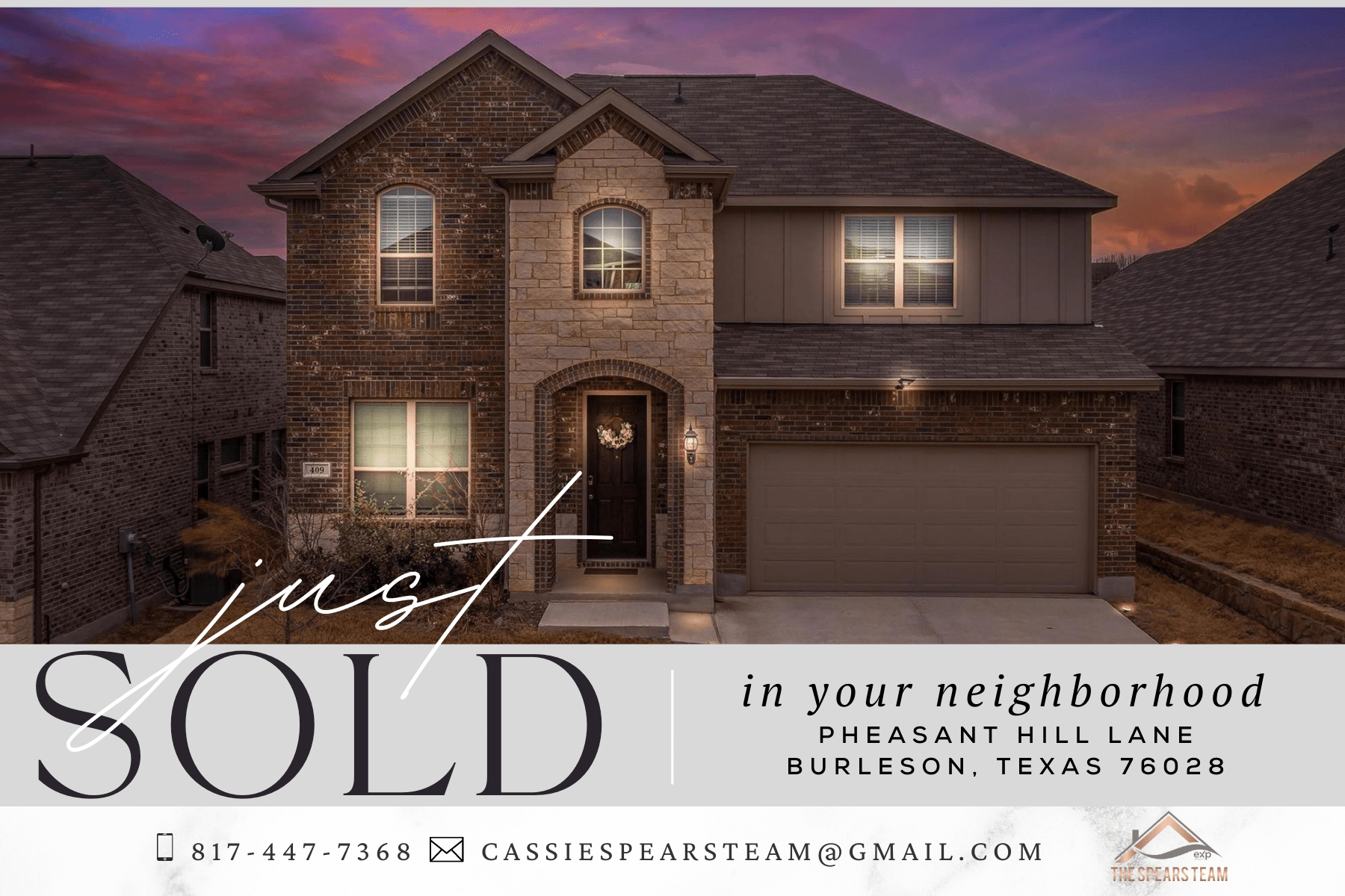 Just Sold in Mistletoe Hill, Burleson, TX The Spears Team