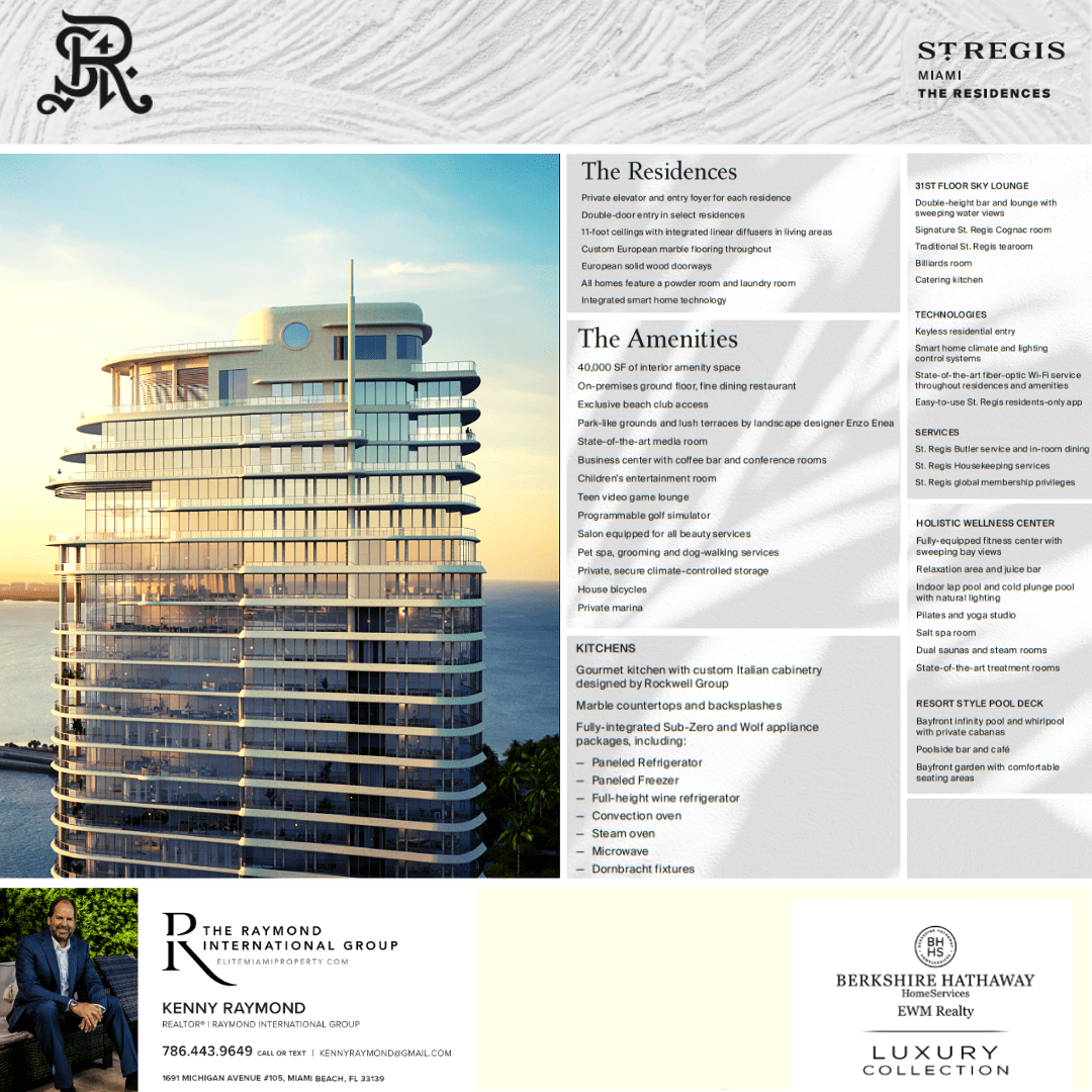St. Regis Residences Condos St. Regis Residences Real Estate in Miami