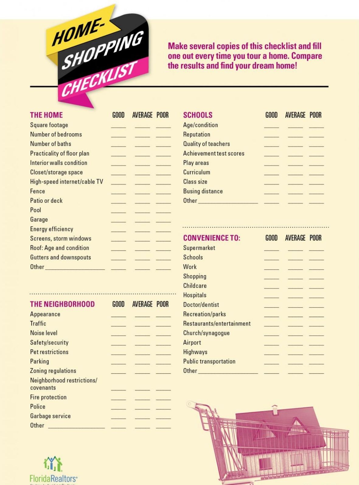 Home Shopping Checklist