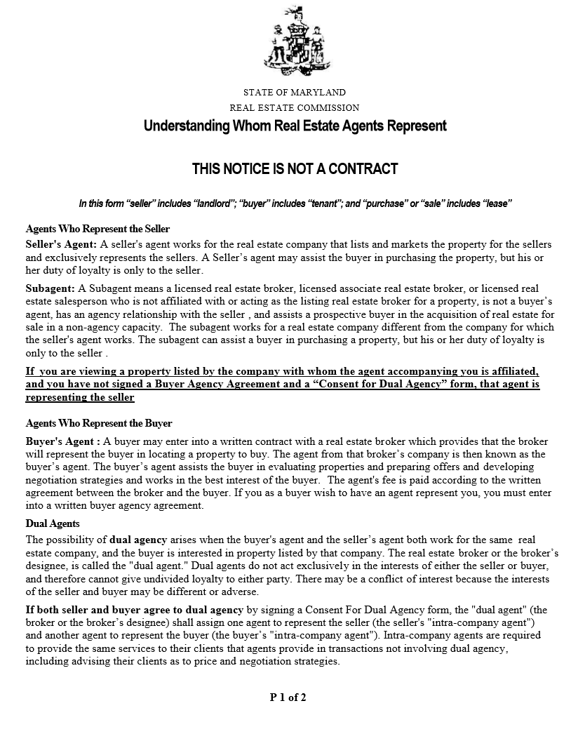 Understanding Whom Real Estate Agents Represent in MD