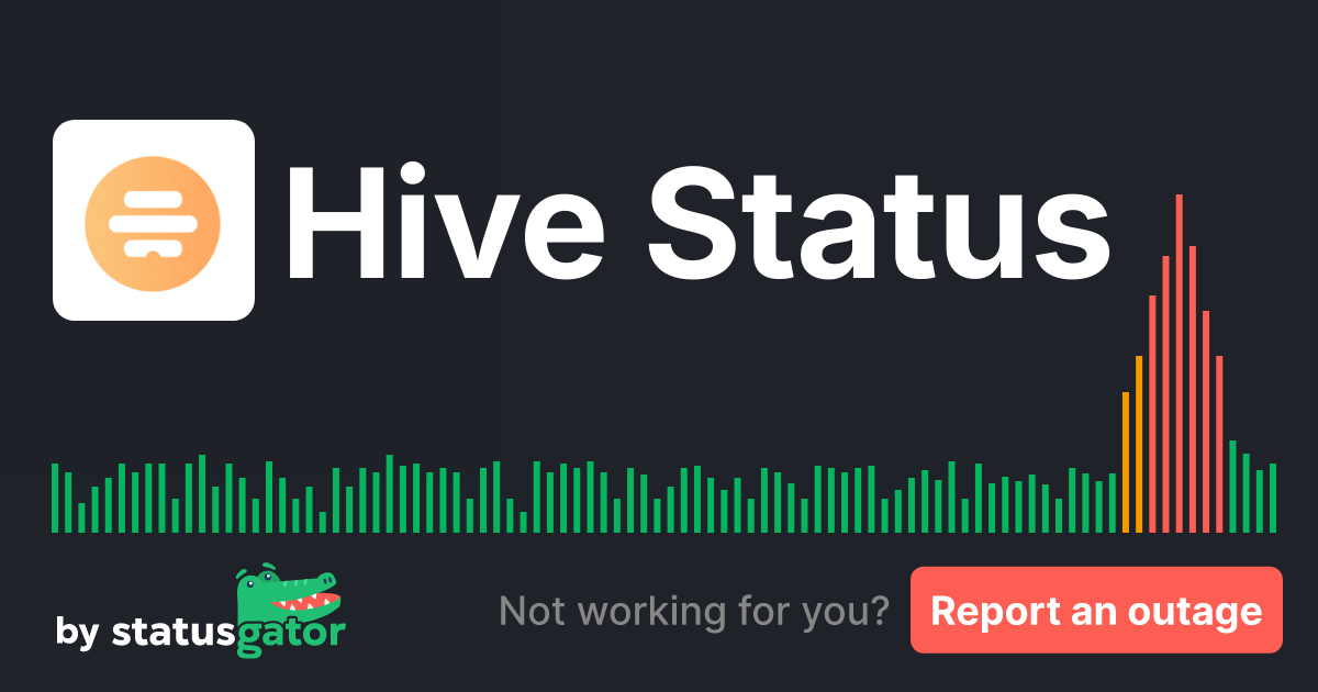 Hive Status. Check if Hive is down or having problems. StatusGator