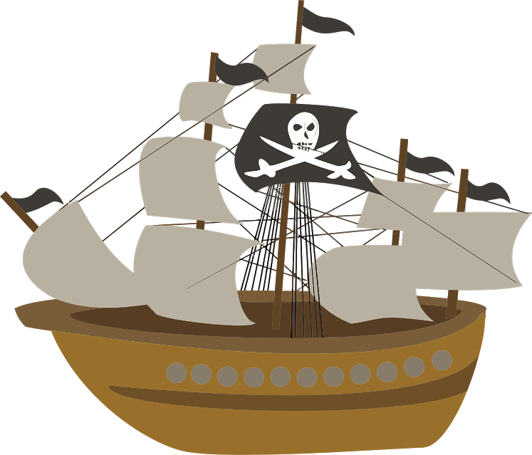 Pirate Ship with Large Skull Flag transparent PNG StickPNG