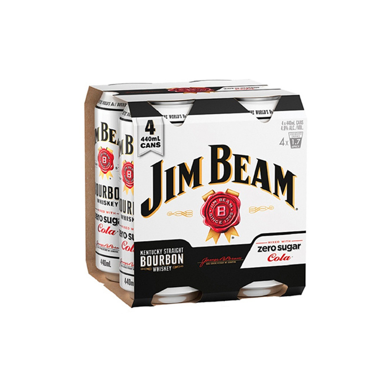 Super Liquor Jim Beam White & Zero Sugar Cola 4.8 Cans 4x440ml
