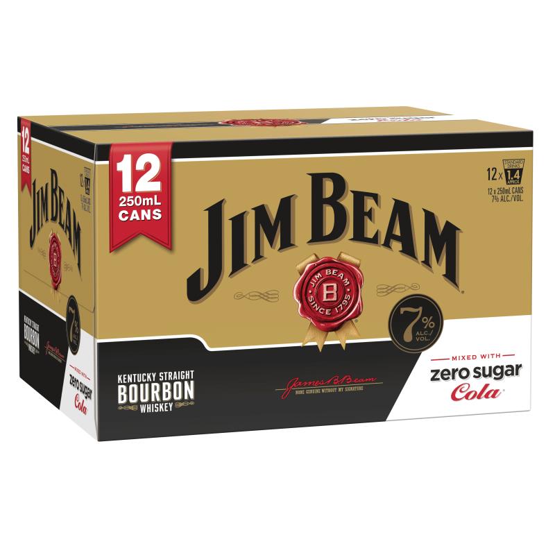 Super Liquor Jim Beam Gold & Zero Sugar Cola 7 Cans 12x250ml
