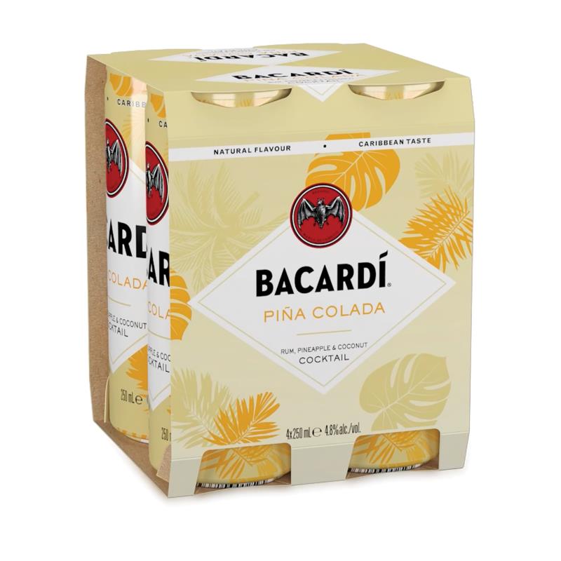 Super Liquor Bacardí Piña Colada Cocktail 4.8 Cans 4x250ml