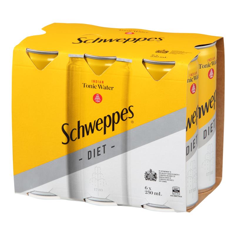 Super Liquor Schweppes Diet Indian Tonic Water Cans 6x250ml