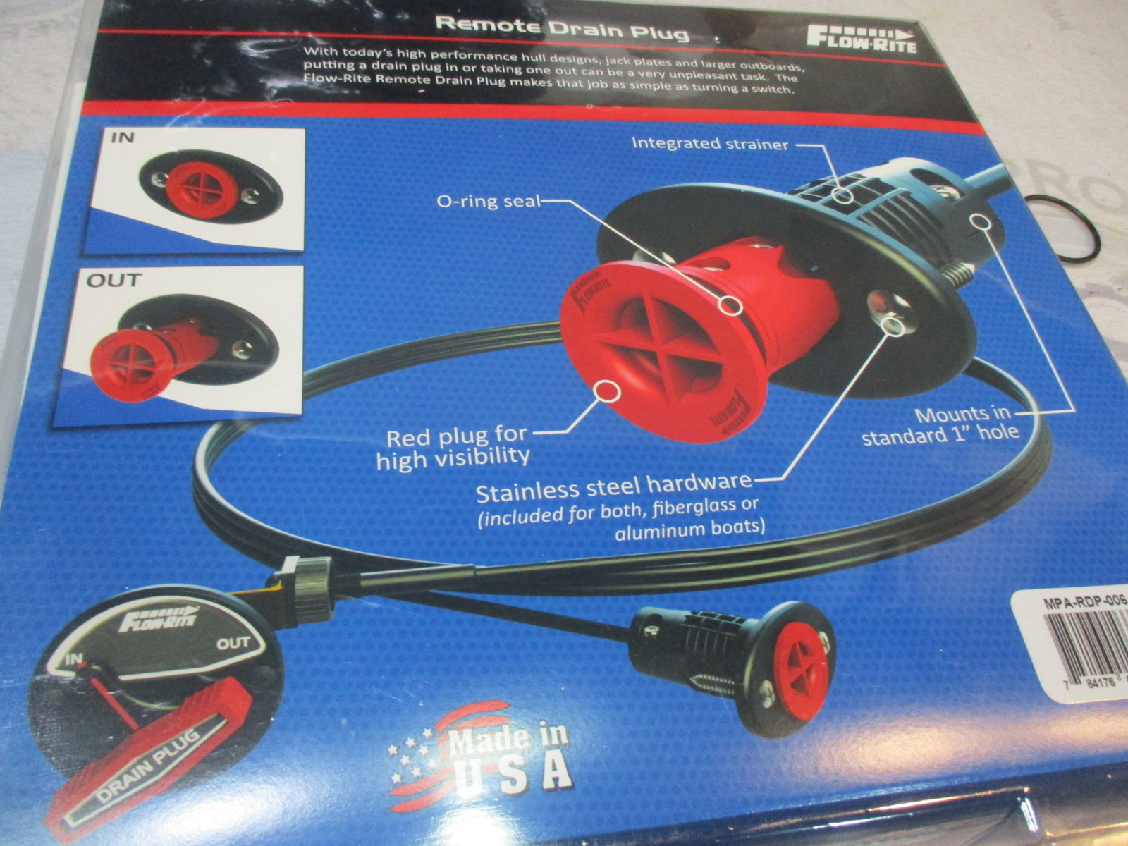 Flow-Rite Remote Control Boat Stern Transom Remote Drain Plug System 6' Cable | Green Bay Propeller & Marine Llc