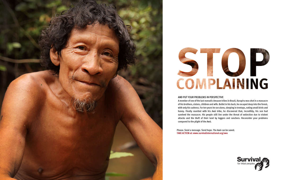 Survival launches 'Stop Complaining' ad for Earth's most threatened