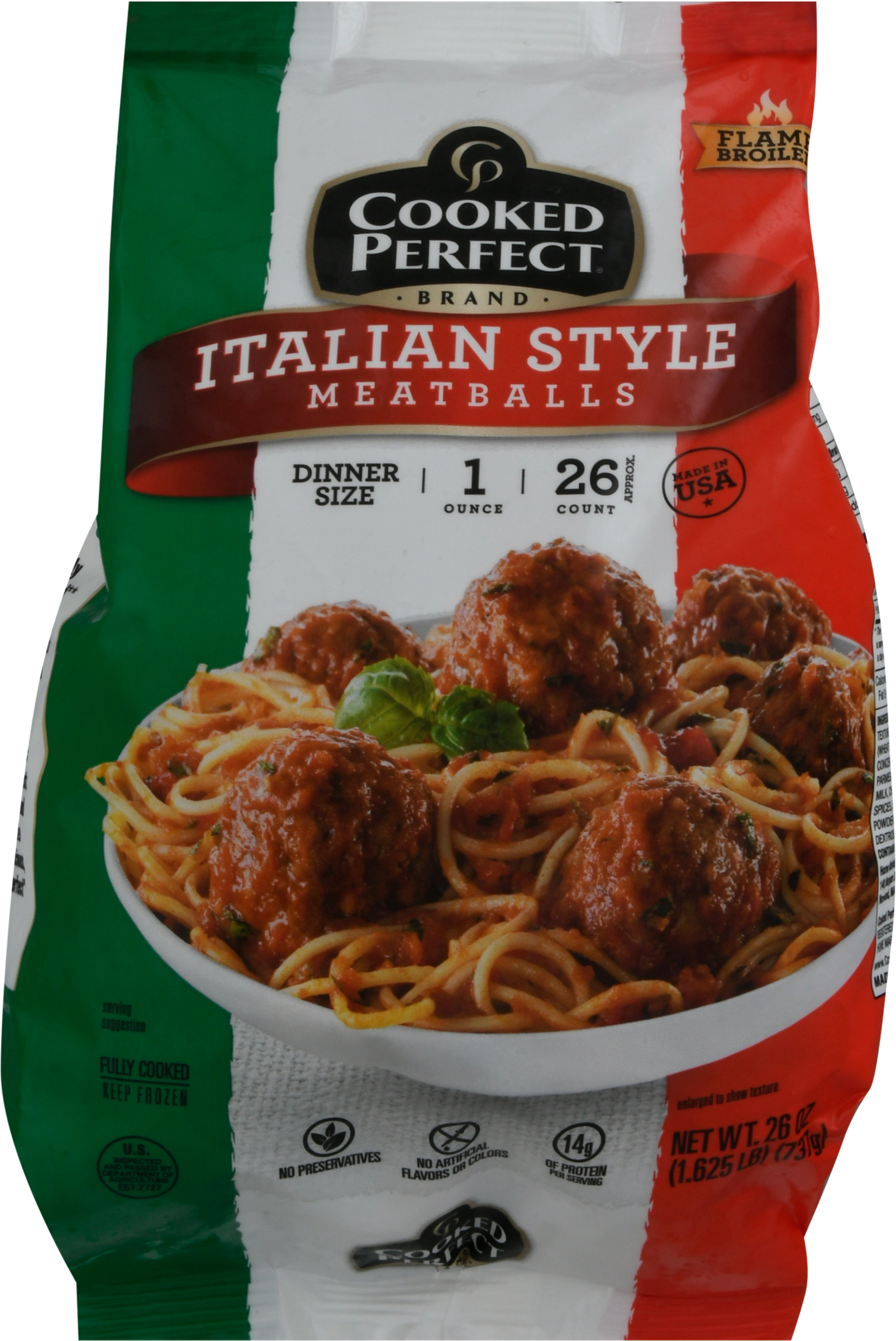 Calories in Cooked Meatballs, Italian Style Beef from Kirkland Signature