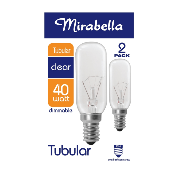 Mirabella E14 40W Tubular Dimmable Bulbs, Clear 2 Pack Target Australia