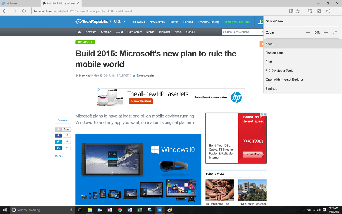 Screenshots Microsoft Edge preview TechRepublic