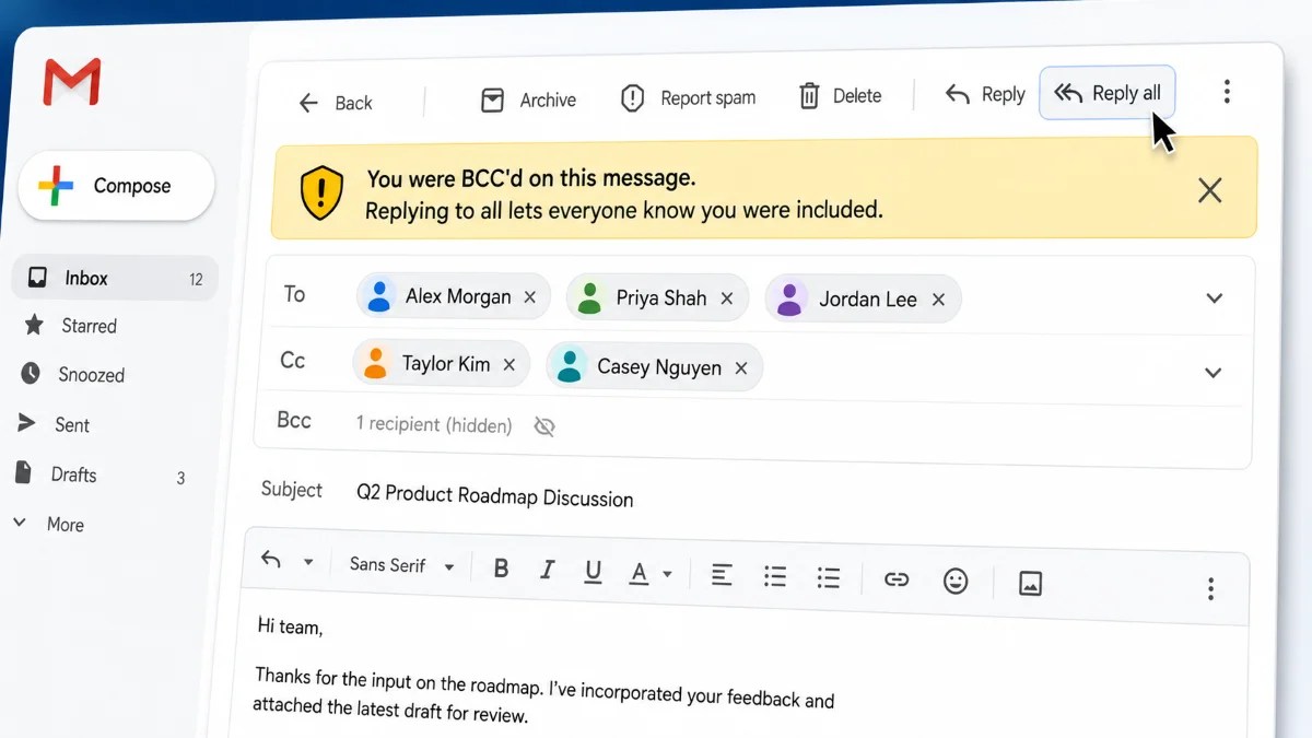 Gmail Adds Privacy Warning for BCC Reply All