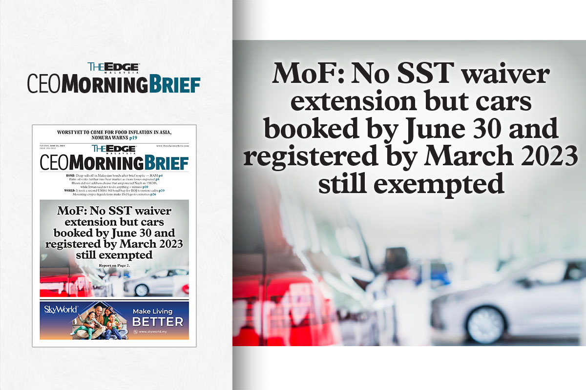 MoF Passenger vehicle sales tax exemption deadline remains June 30