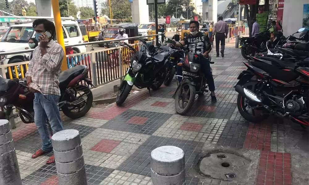 Hyderabad Not even sidewalks left by twowheelers in city