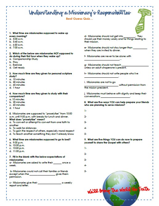 Understanding Responsibilities of a Missionary YW Manual 3 Lesson 20