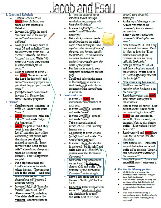 Jacob and Esau Marking Guide The Red Headed Hostess