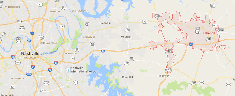 Map Lebanon Tennessee