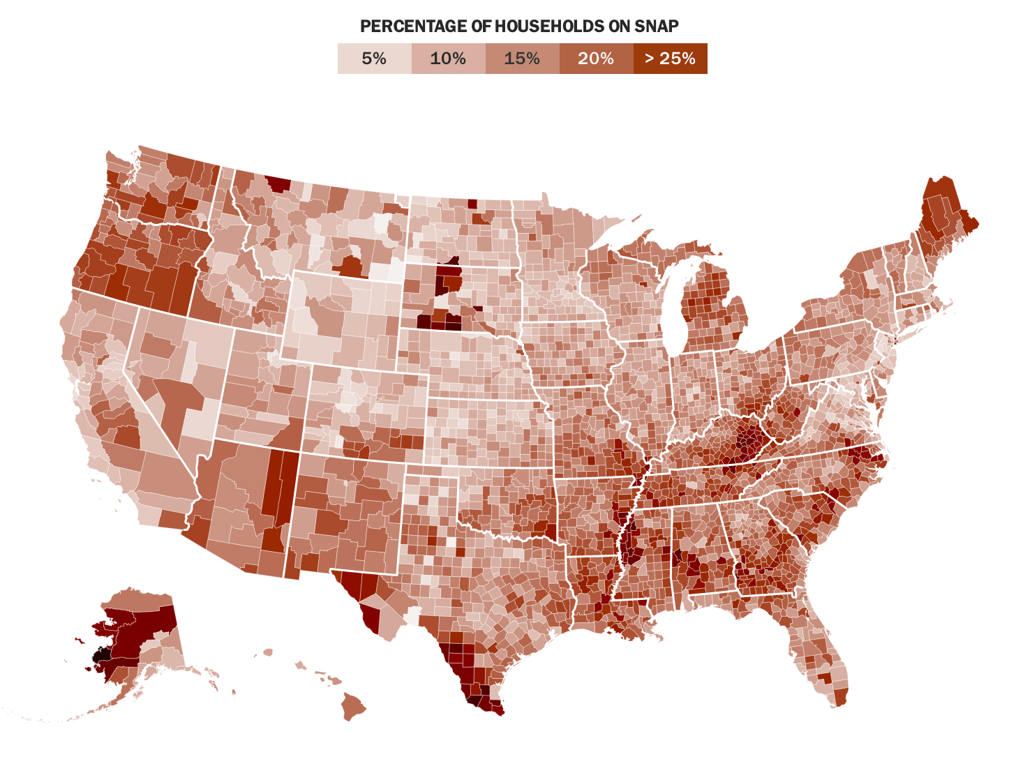 Map America's Hungriest Counties Where Most Food Stamps Are Given Time