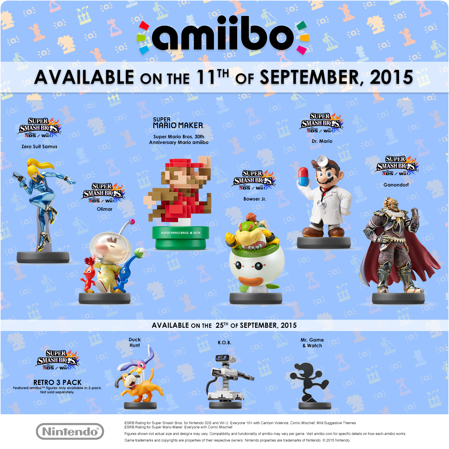Zero Suit Samus, Ganondorf, R.O.B., Duck Hunt amiibo coming in