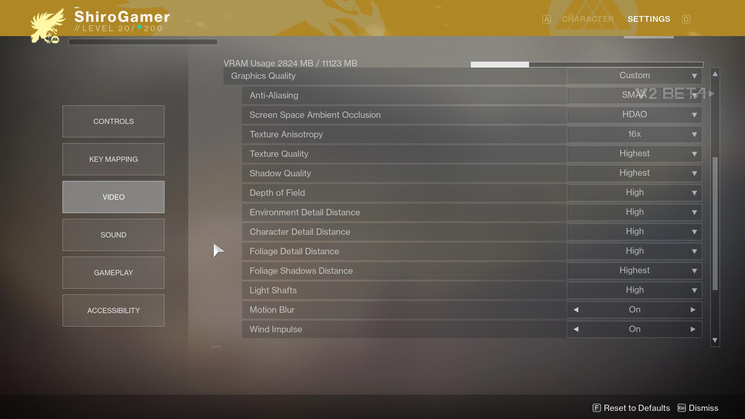 The Destiny 2 PC beta has an impressive settings menu see the full