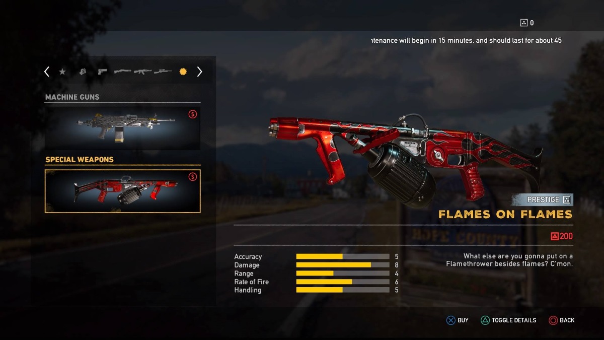 Far Cry 5 all Prestige weapons and vehicle skins and how much they
