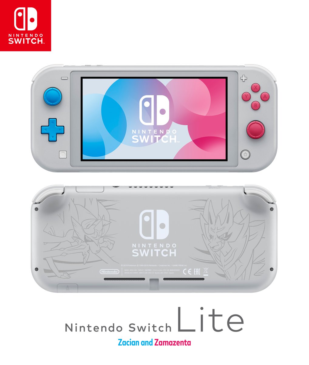 Switch Lite featuring Pokemon Sword and Shield Legendaries Zacian and