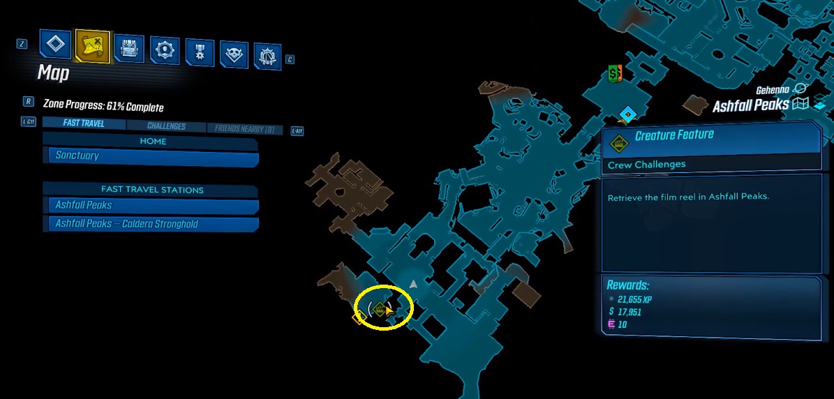 Borderlands 3 Bounty of Blood Creature Feature Film Reel areas